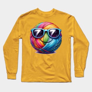 Cool ball of yarn wearing sunglasses! Long Sleeve T-Shirt